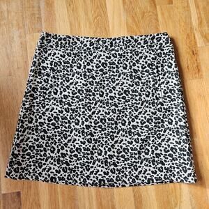 LOFT Leopard Print Mini Skirt Size 12 Neutral Tan Black Classic‎ Chic Lined